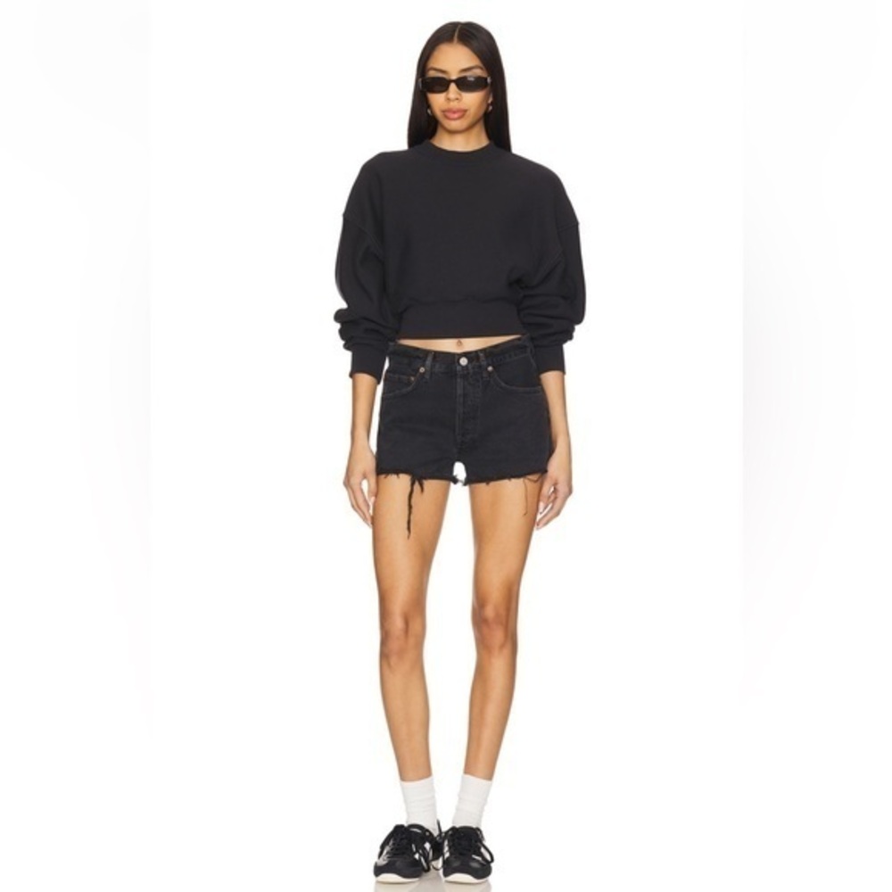 Zara Black Highrise Raw Hem Jean Shorts Cotton Size 6  Denim